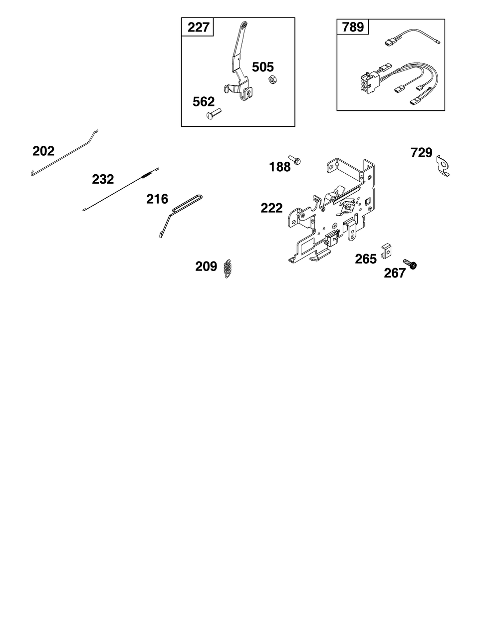 Controls Group Diagram and Parts List for 31R707-0056-G1 200000 - 399999 Briggs and Stratton Engine
